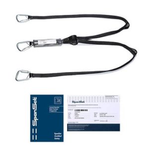 Double webbing lanyard c/w energy absorber, Loop Adjuster, Black